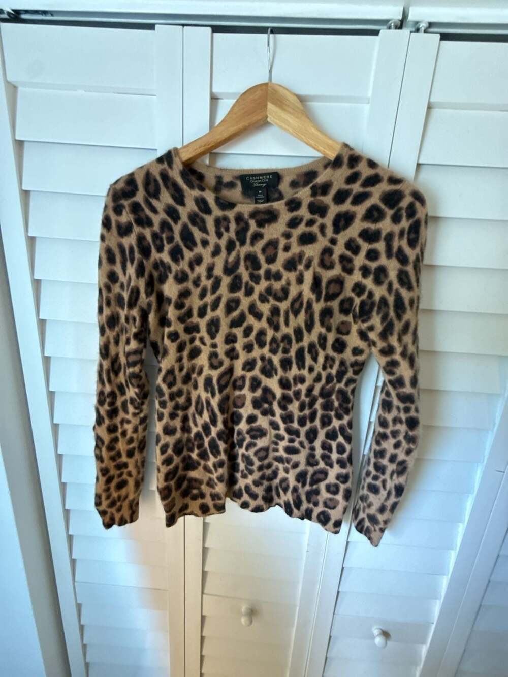 Charter Club Luxury 100% Cashmere Leopard Print Crewneck Sweater